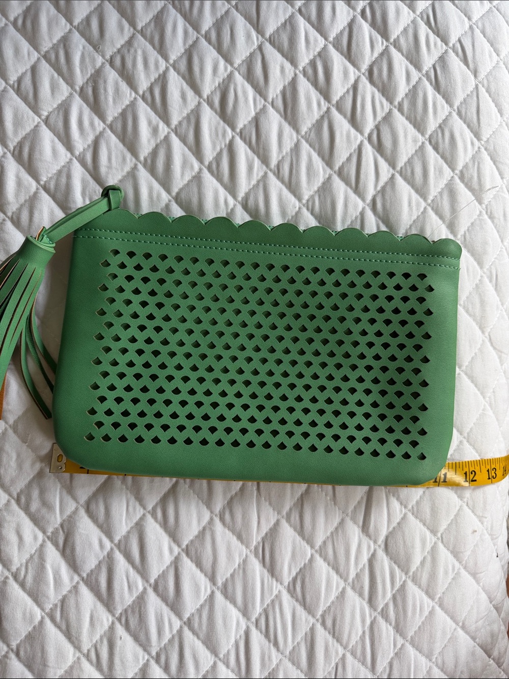 Green Perforated Wristlet Clutch - Women's Bag